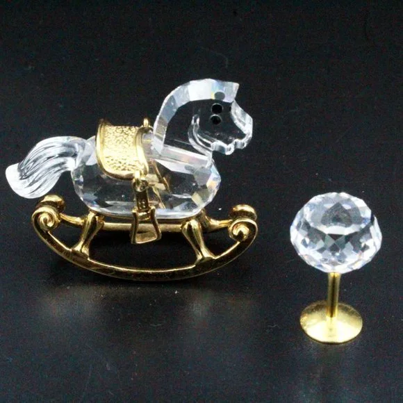 Authentic Swarovski Crystal Rocking Horse Gold Plate Figurine
